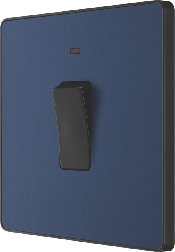 British General Evolve 20A 1-Gang DP Control Switch Blue with LED with Black Inserts