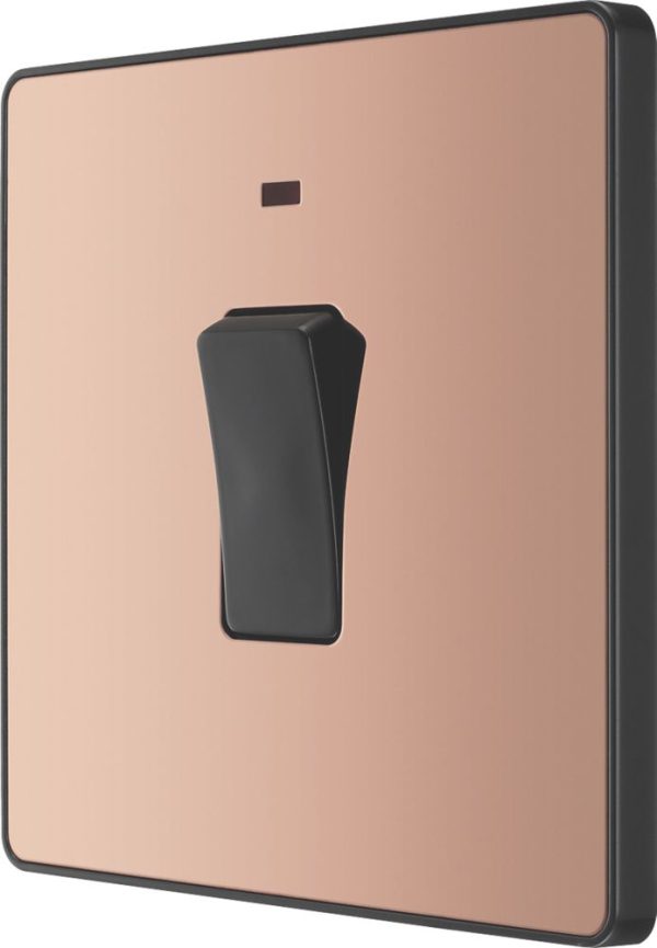 British General Evolve 20A 1-Gang DP Control Switch Copper with LED with Black Inserts