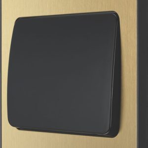 British General Evolve 20A 16AX 1-Gang 2-Way Wide Rocker Light Switch  Satin Brass with Black Inserts