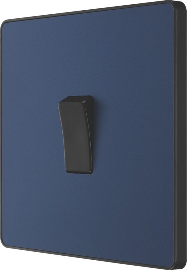 British General Evolve 20A 16AX 1-Gang Intermediate Light Switch Blue with Black Inserts