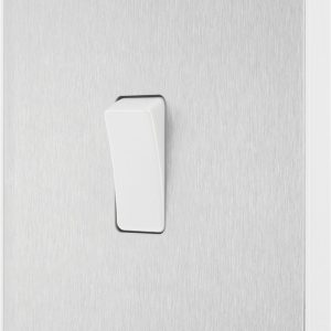 British General Evolve 20A 16AX 1-Gang Intermediate Light Switch Brushed Steel with White Inserts