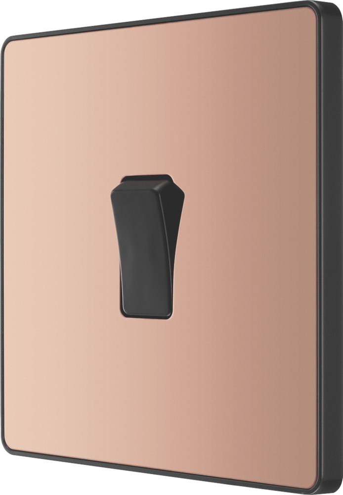 British General Evolve 20A 16AX 1-Gang Intermediate Light Switch Copper with Black Inserts