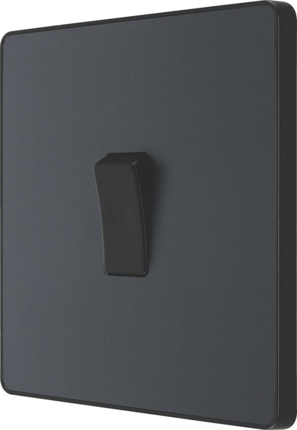 British General Evolve 20A 16AX 1-Gang Intermediate Light Switch Grey with Black Inserts