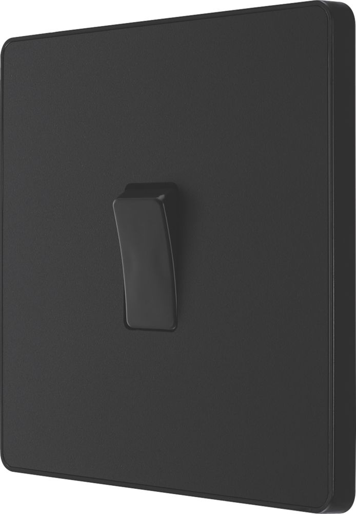 British General Evolve 20A 16AX 1-Gang Intermediate Light Switch Matt Black with Black Inserts