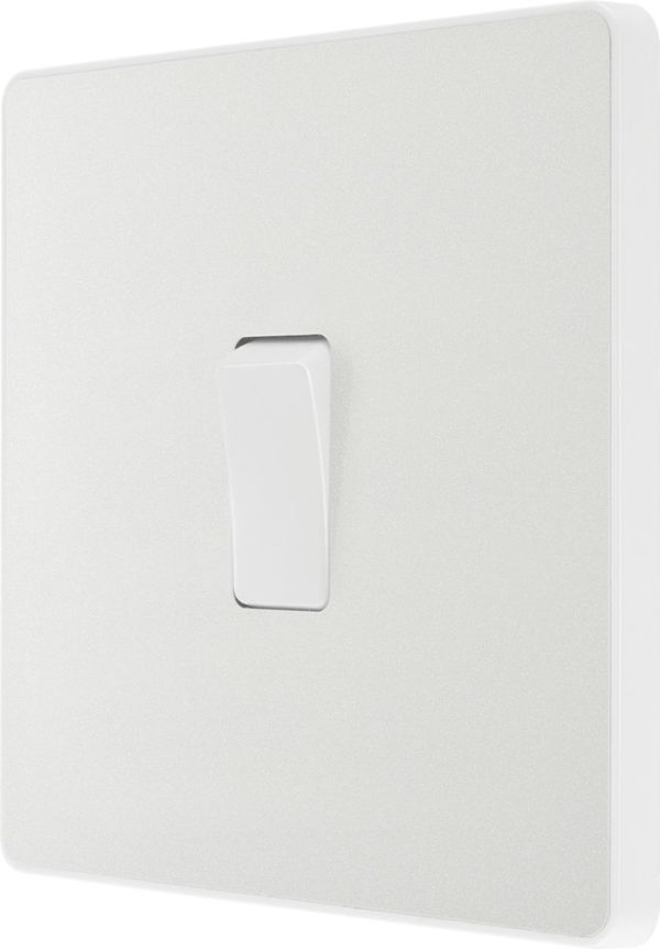 British General Evolve 20A 16AX 1-Gang Intermediate Light Switch Pearlescent White with Colour-Matched Inserts