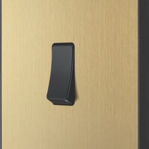 British General Evolve 20A 16AX 1-Gang Intermediate Light Switch Satin Brass with Black Inserts