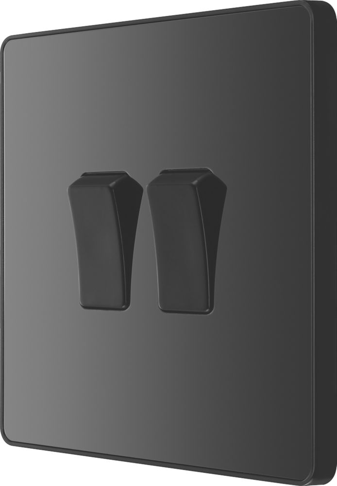 British General Evolve 20A 16AX 2-Gang 2-Way Light Switch Black Chrome