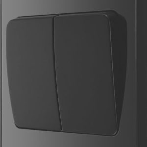 British General Evolve 20A 16AX 2-Gang 2-Way Wide Rocker Light Switch  Black Chrome
