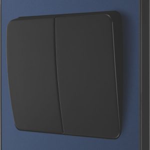 British General Evolve 20A 16AX 2-Gang 2-Way Wide Rocker Light Switch  Blue with Black Inserts