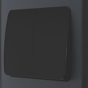British General Evolve 20A 16AX 2-Gang 2-Way Wide Rocker Light Switch  Grey with Black Inserts