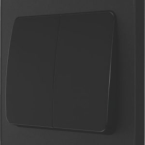 British General Evolve 20A 16AX 2-Gang 2-Way Wide Rocker Light Switch  Matt Black with Black Inserts