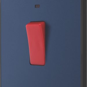 British General Evolve 45A 1-Gang 2-Pole Cooker Switch Blue with LED with Black Inserts