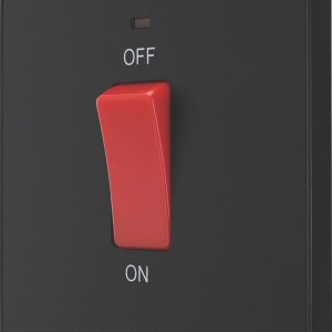 British General Evolve 45A 1-Gang 2-Pole Cooker Switch Matt Black with LED with Black Inserts