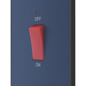 British General Evolve 45A 2-Gang 2-Pole Cooker Switch Blue with LED with Black Inserts