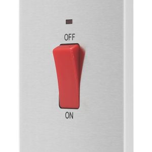 British General Evolve 45A 2-Gang 2-Pole Cooker Switch Brushed Steel with LED with White Inserts