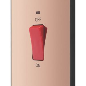 British General Evolve 45A 2-Gang 2-Pole Cooker Switch Copper with LED with Black Inserts