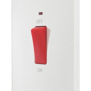 British General Evolve 45A 2-Gang 2-Pole Cooker Switch Pearlescent White with LED with White Inserts