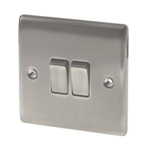 British General Nexus Metal 10AX 2-Gang 2-Way Light Switch  Brushed Iridium