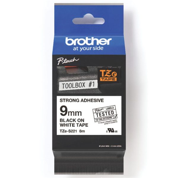 Brother TZES221 Strong Adhesive Labelling Tape 9mm x 8m