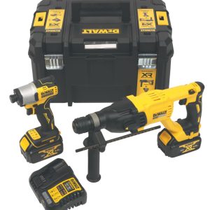 DeWalt DCK2099P2T-GB 18V 2 x 5.0Ah Li-Ion XR Brushless Cordless SDS Plus Drill & Impact Driver Twin Pack