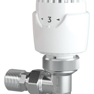 Drayton RT212 10/15mm x 1/2" White/Chrome Angled  Thermostatic Radiator Valve Head & Body