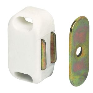 Essentials Magnetic Cabinet Catches White 32mm x 20mm 10 Pack