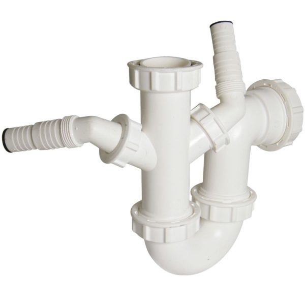 FloPlast Dual Sink & Wash Trap White 40mm