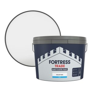 Fortress Trade  10Ltr Brilliant White Matt Emulsion Bare Plaster Paint
