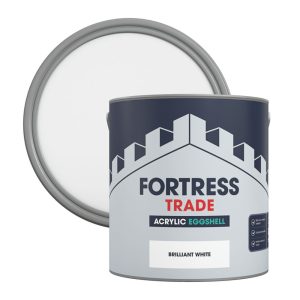 Fortress Trade  2.5Ltr Brilliant White Acrylic Eggshell Emulsion Kitchen & Bathroom Paint
