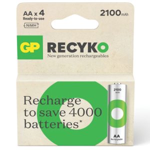 GP Batteries Recyko Rechargeable AA 1.2V Ni-MH Batteries 4 Pack