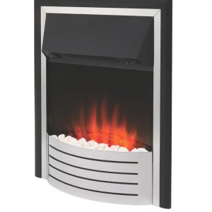 Glen Fulford Stainless Steel/Black Switch Control Plug-In Electric Inset Fire 510mm x 156mm x 605mm