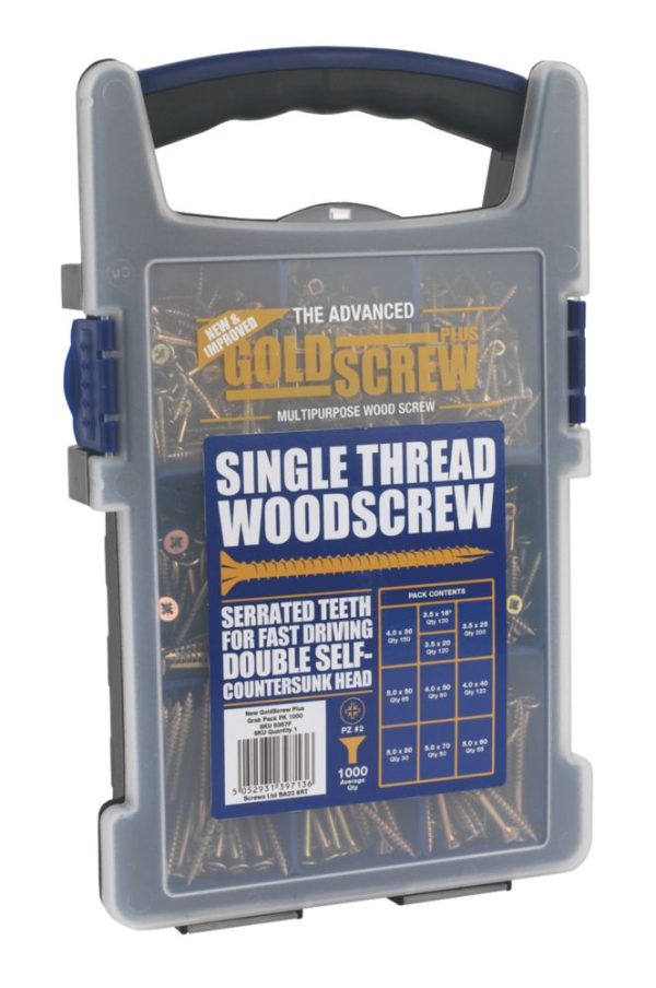 Goldscrew Plus  PZ Double-Countersunk Woodscrews Grab Pack 1000 Pcs