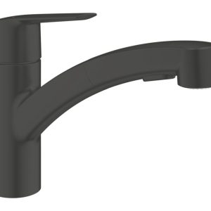 Grohe QuickFix Start  Low-Spout Pull-Out Kitchen Tap Matt Black