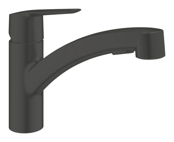 Grohe QuickFix Start  Low-Spout Pull-Out Kitchen Tap Matt Black