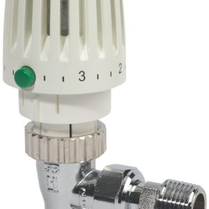 Honeywell Home Valencia 15mm x 1/2" White/Chrome Angled Traditional Thermostatic Radiator Valve Head & Body