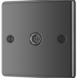 LAP  1-Gang Female Coaxial TV Socket Black Nickel