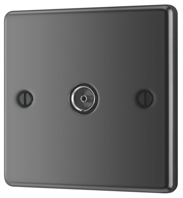 LAP  1-Gang Female Coaxial TV Socket Black Nickel