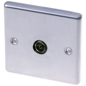 LAP  1-Gang Female Coaxial TV Socket Brushed Stainless Steel