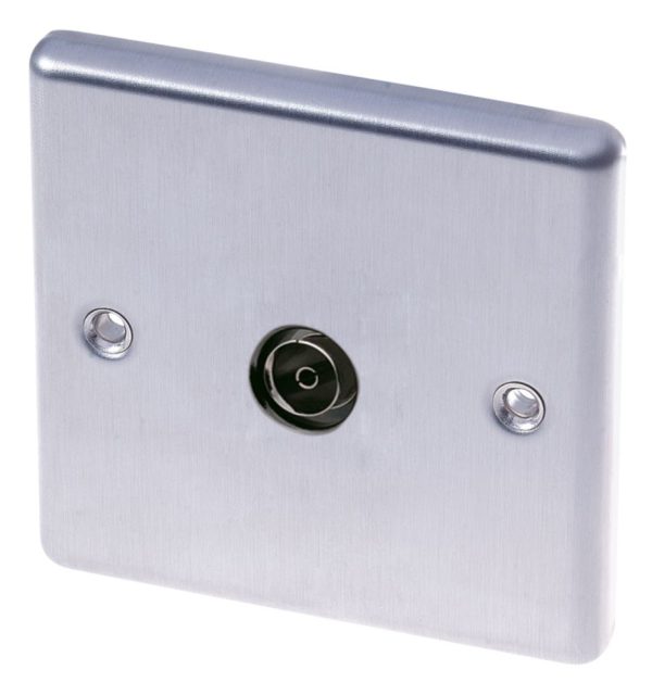 LAP  1-Gang Female Coaxial TV Socket Brushed Stainless Steel