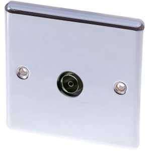 LAP  1-Gang Female Coaxial TV Socket Polished Chrome