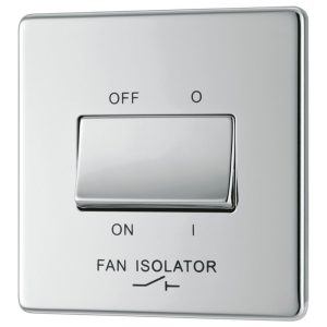 LAP  10A 1-Gang 3-Pole Fan Isolator Switch Polished Chrome