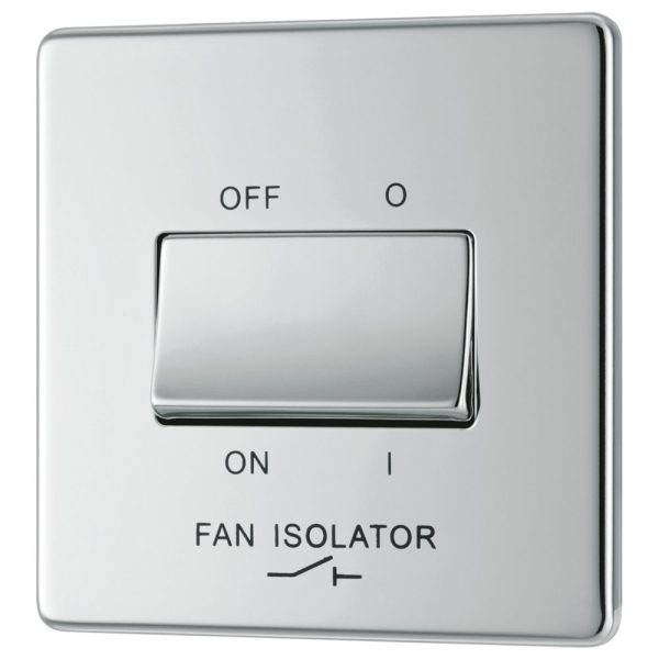 LAP  10A 1-Gang 3-Pole Fan Isolator Switch Polished Chrome