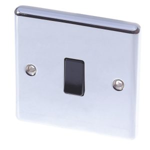 LAP  10AX 1-Gang 2-Way Light Switch  Polished Chrome with Black Inserts