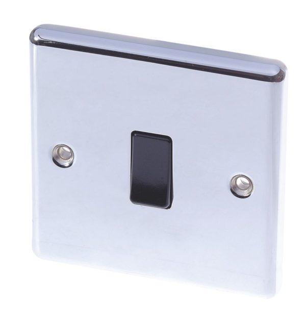LAP  10AX 1-Gang 2-Way Light Switch  Polished Chrome with Black Inserts