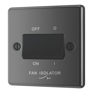 LAP  10AX 1-Gang 3-Pole Fan Isolator Switch Black Nickel  with Black Inserts