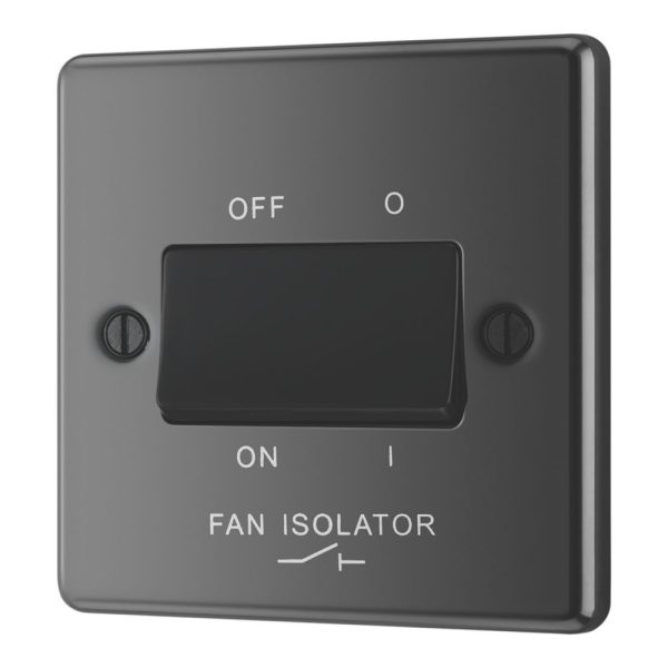 LAP  10AX 1-Gang 3-Pole Fan Isolator Switch Black Nickel  with Black Inserts