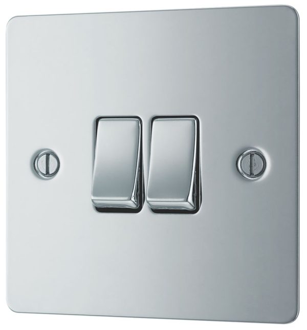 LAP  10AX 2-Gang 2-Way Light Switch  Polished Chrome