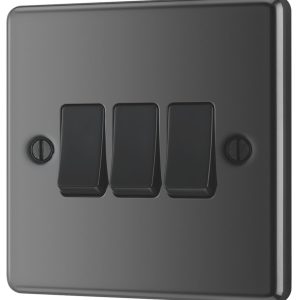 LAP  10AX 3-Gang 2-Way Light Switch  Black Nickel with Black Inserts
