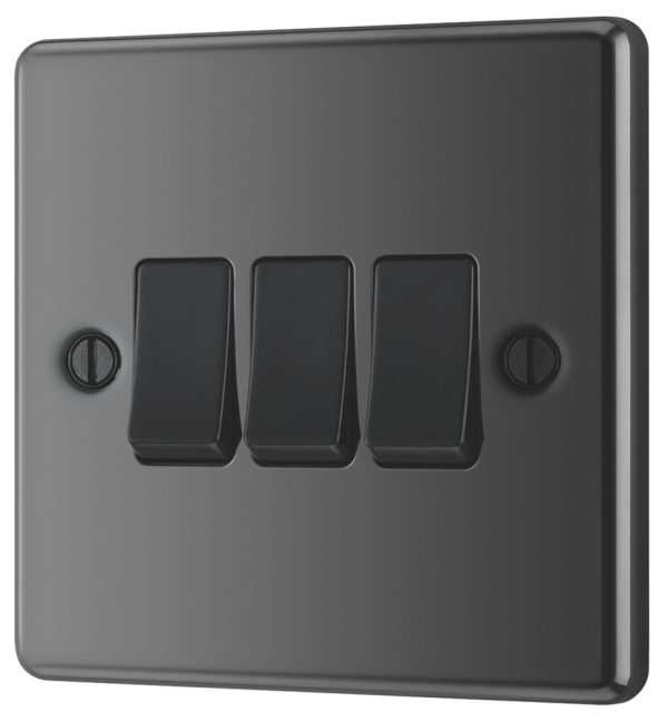 LAP  10AX 3-Gang 2-Way Light Switch  Black Nickel with Black Inserts