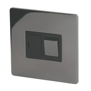 LAP  13A Switched Fused Spur  Black Nickel with Black Inserts